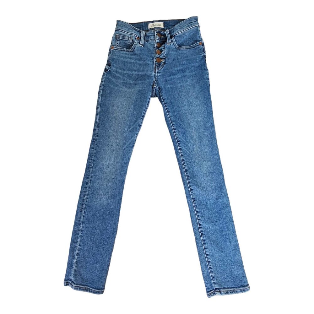 Madewell 9" Mid Rise Skinny Crop Blue Buttonfly Jeans Women's Size 23